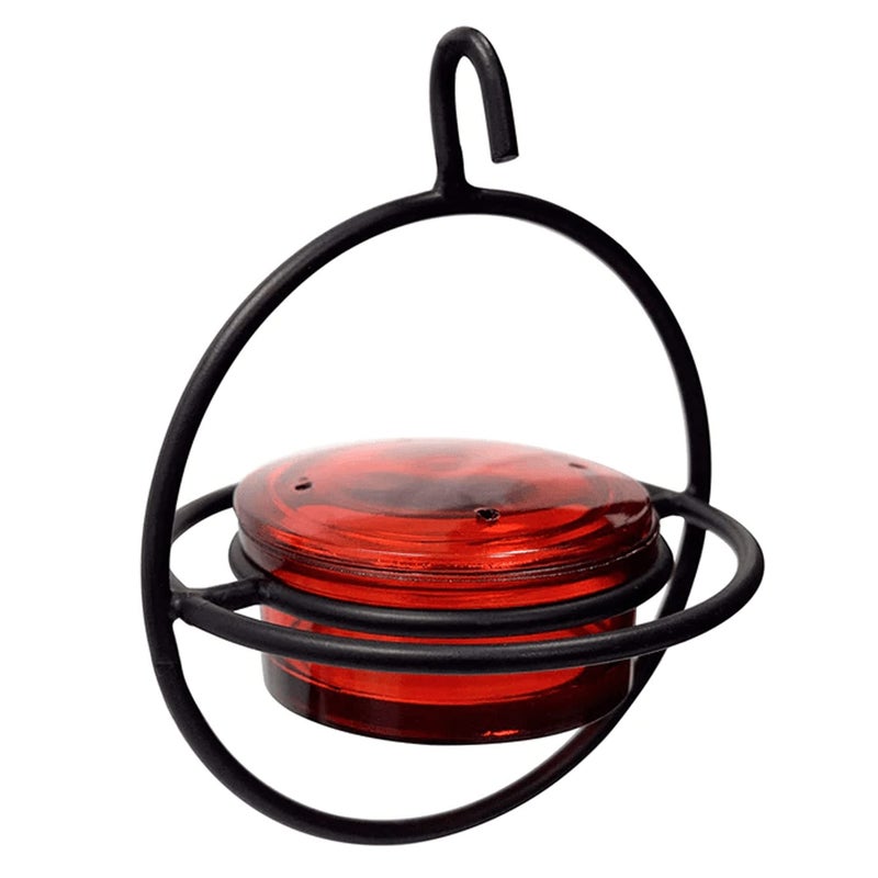 Monarch Abode Hanging Hummingbird Feeders for Outdoors, Single Handcrafted Hanging Glass Hummingbird Feeder with Red Bowl & Perch, Decorative Humming Bird Feeders for Outdoors Garden Patio Deck - Image 1